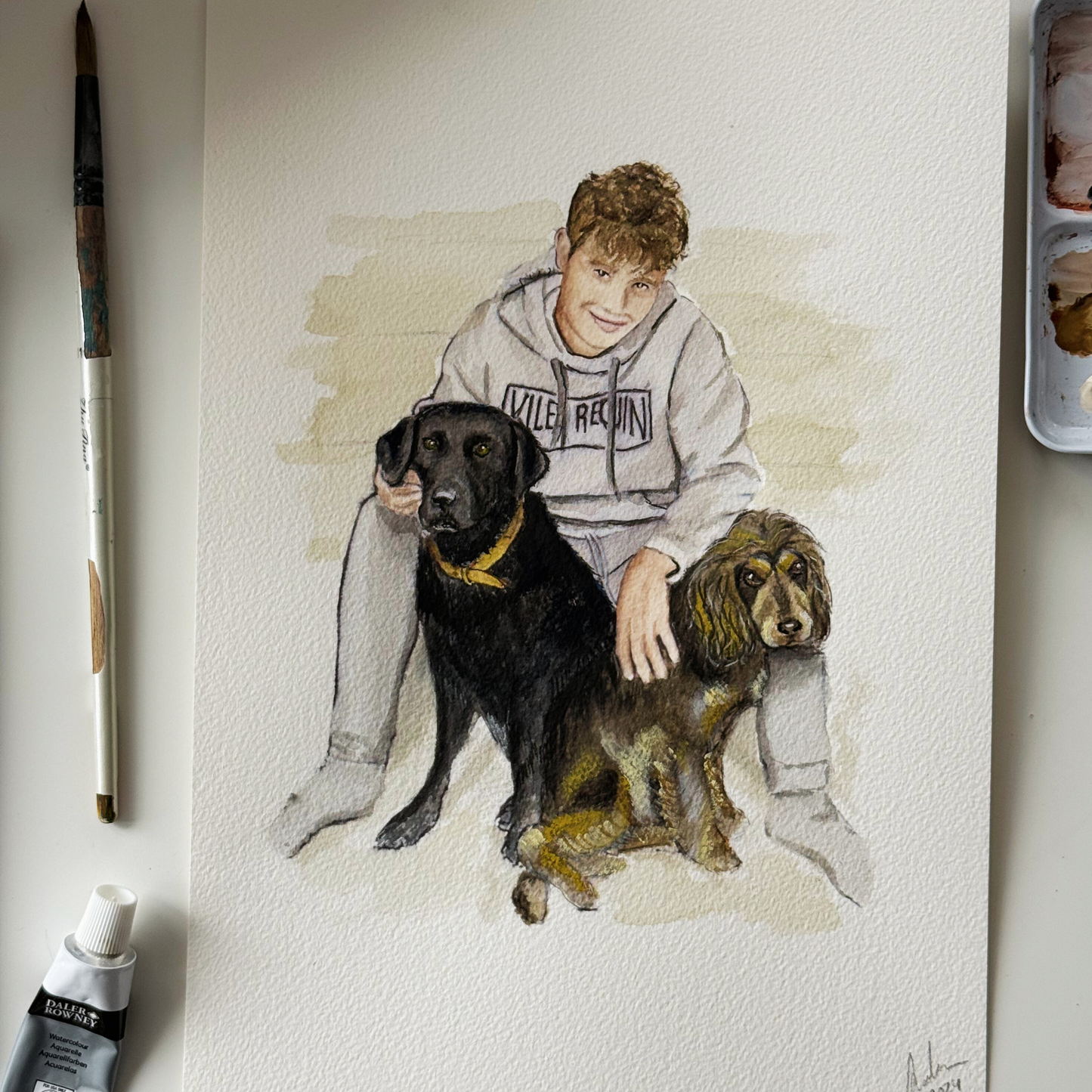 Custom watercolour portrait from photo